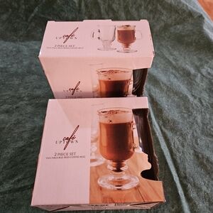 Glass Irish Coffee Mugs - 2 Sets of 2